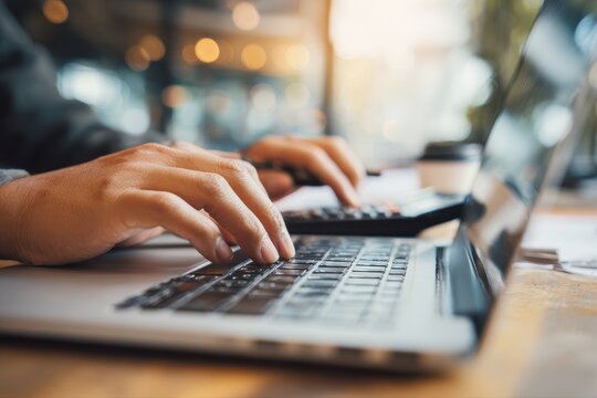 Typing on a laptop using an online accounting platform