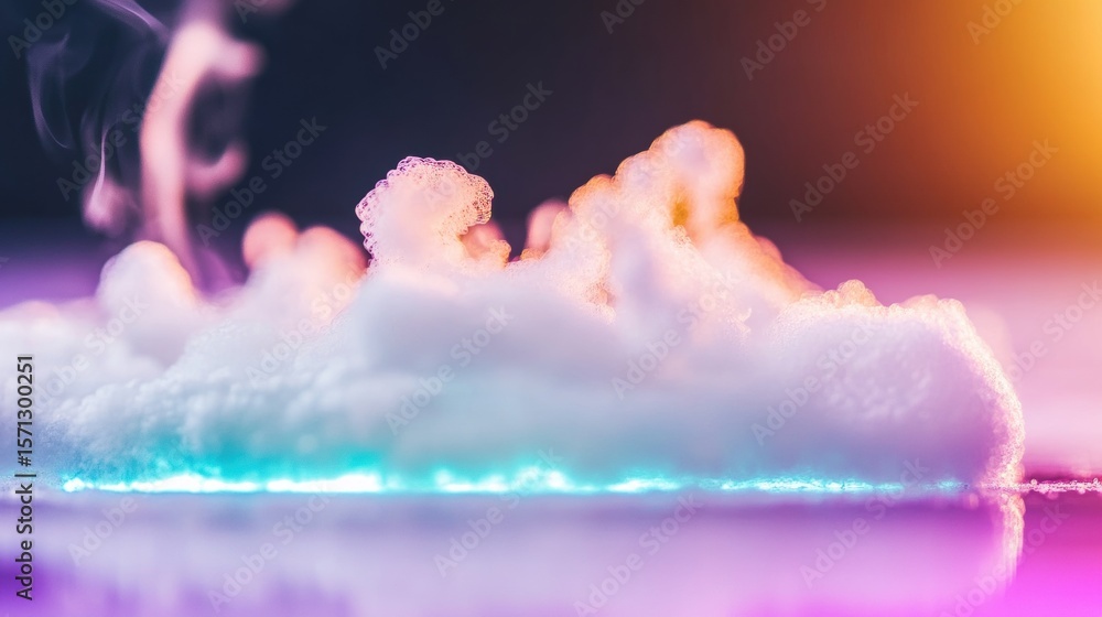 Poster colorful steam rises from a surface creating a mesmerizing cloudy effect