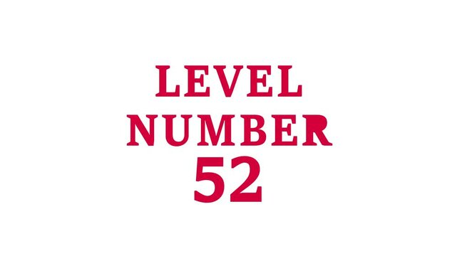 3d text level concept. Level 52 text animation with holographic gradient and dot pattern on green background