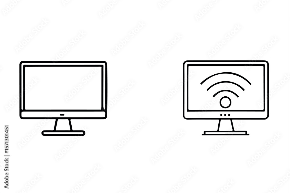 Poster computer monitor icon vector illustration showing technology screen display for digital communicatio