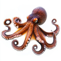 Obraz premium giant pacific octopus swimming through white background