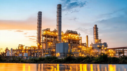 Oil refinery at twilight