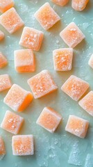 Square, light orange-colored, sugared, jellies.