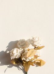 Fake white Rose flower on white background