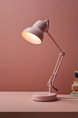 Adjustable Desk Lamp Against Rose Background Providing Warm Light for Cozy Room Setup
