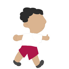 Cartoon Illustration of a Indonesia School Boy Walking