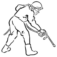 浮世絵風の職人線画_03