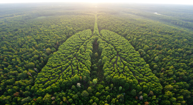 Aerial View of Lungs Shaped Forest Nature's Breathtaking Artwork