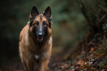 young Belgian shepherd exploring outdoors