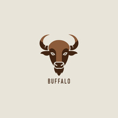 Buffalo logo design vector flat illustration .