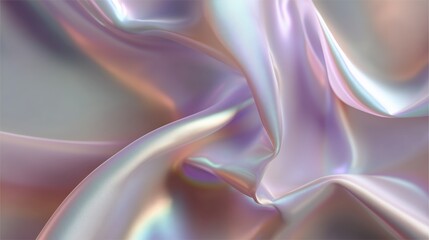 Obraz premium Beautiful iridescent fabric draping with soft folds showcasing vibrant colors and smooth texture at close range
