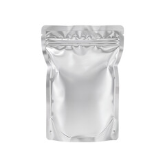Silver foil package mockup against transparent area offering product presentation potential