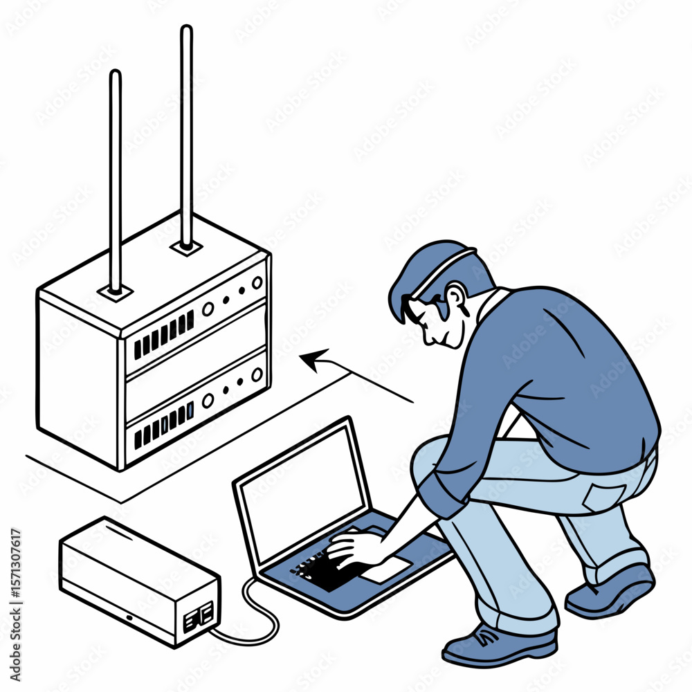 Aufkleber man troubleshooting laptop network connection