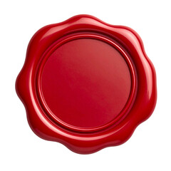 Simple red wax seal isolated on transparent background.