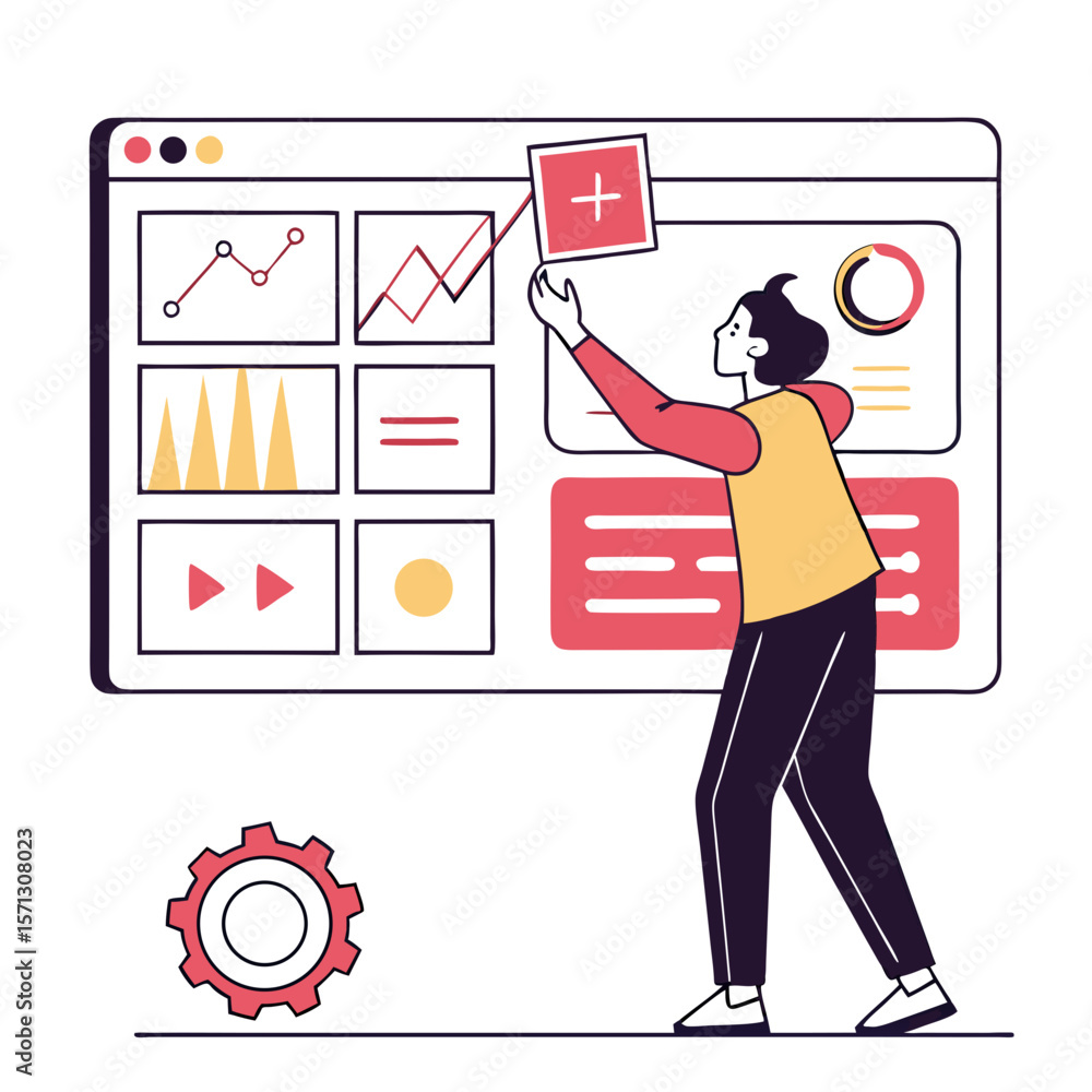 Poster person interacting with data analytics dashboard