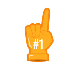 Png success foam supporter with fun cartoon team sport illustration banner background point cheer hand symbol gesture concept design

