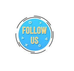 Png social media banner with follow us badge technology label blog support community notice message vector sticker promotion icon

