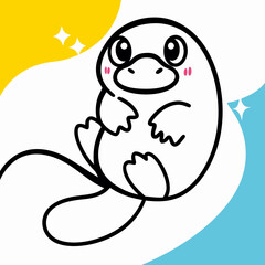Fototapeta premium Cute Cartoon Platypus Illustration, Adorable Animal Drawing