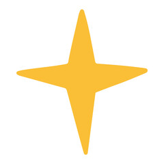 Yellow sparkle-shaped symbol with four sharp points, flat graphic style