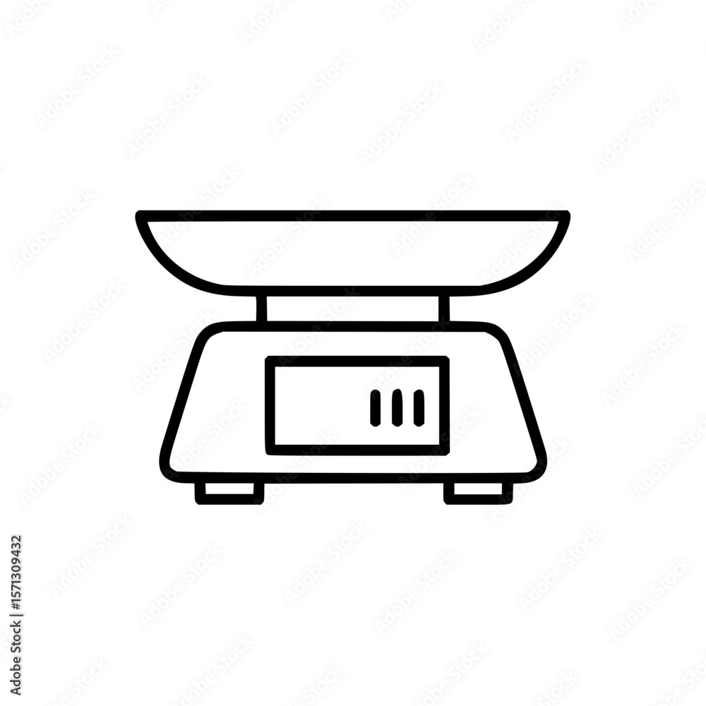 Poster kitchen scale in minimalist style, simple linear vector icon
