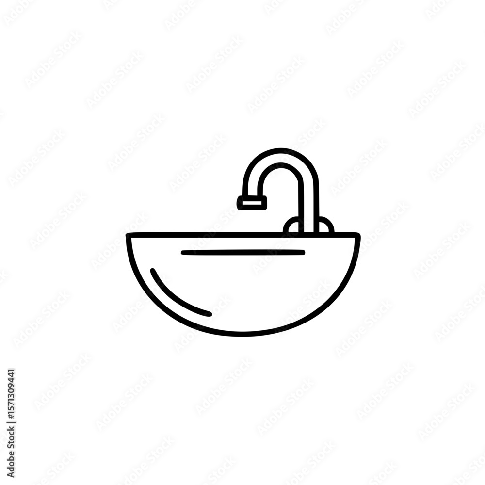 Poster simple linear vector icon of a sink with a faucet
