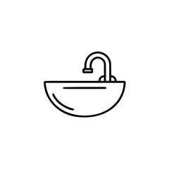 Simple linear vector icon of a sink with a faucet  