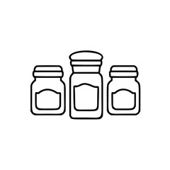 Line art of three glass jars with lids for storage purposes  