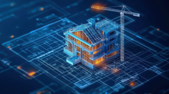 digital construction building information modeling concept 3d model