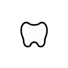 Simple outline of a tooth illustration on a white background with copy space