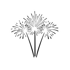 Black firework illustration on a white background with copy space
