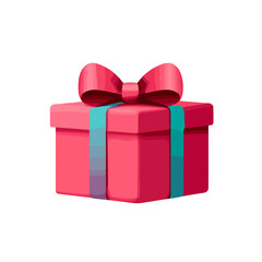 Colorful gift box with a bow on a white background and copy space