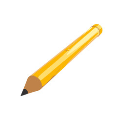 Stylish yellow pencil with a pointed tip on a white background and copy space
