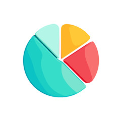 Colorful pie chart illustration on a white background with copy space
