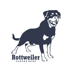 Rottweiler Dog logo design vector. Silhouette Rottweiler Dog Template Illustration. Icon Symbol