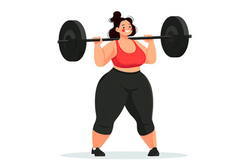 Overweight Woman Powerlifting Heavy Barbell