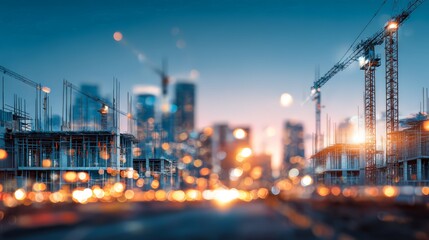 Fototapeta premium A vibrant construction scene showcasing urban development and modern architecture.