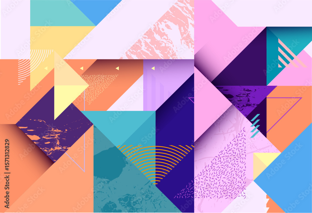 Poster composition of multicolored triangles. abstract colorful geometric background.