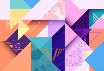 Composition of multicolored triangles. Abstract colorful geometric background.