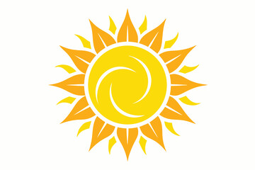 Vibrant sun vector icon illustrating bright summer heat and warm sunlight, a perfect logo symbol