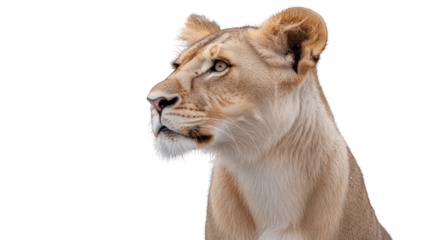 Lioness profile, alert gaze