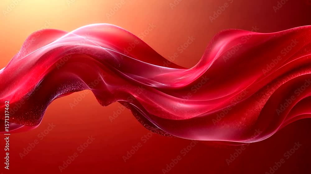 Wall mural elegant red abstract wave flowing on a gradient background, ideal for design projects