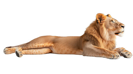 Obraz premium Lion lying, profile view, golden fur