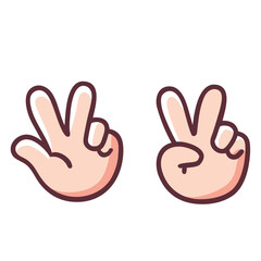 Obraz premium Two cartoon hands showing peace sign victory gesture