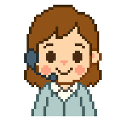 Flat Design Pixel Art Customer Servis Illustration
