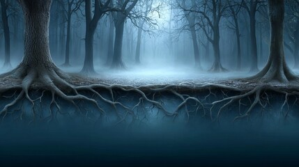 Eerie yet peaceful jungle night scene with glowing gigapixel standard nature's serene forest by the river ethereal lake under mountain sunrise