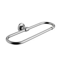 Close up of a silver towel rack against transparent background