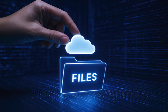 The symbolizes data management and digital storage highlighting cloud computing as a key solution for efficient file organization and business operations - Powered by Adobe