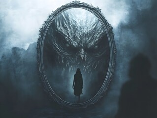 The Haunted Reflection: A Cursed Mirror Revealing One’s Monstrous Self