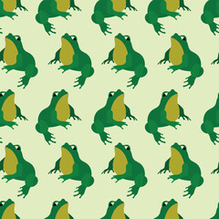 Frog Seamless Pattern Vector Illustration. Ideal for fabric design, wallpaper, and playful graphic projects