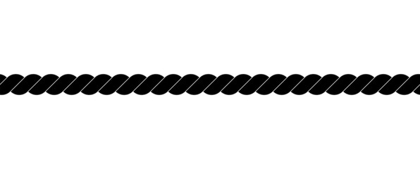 Black and white rope isolated on white. Seamless compilation. Brush. Vector Illustration EPS10.